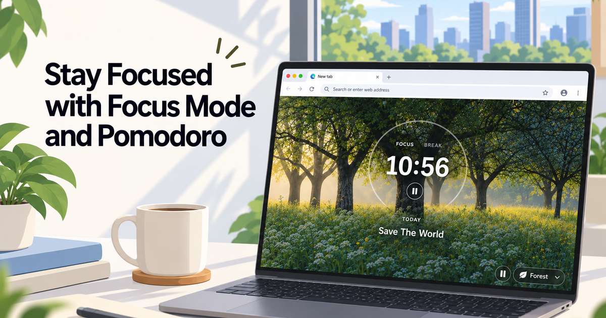 Restez concentré grâce au mode Concentration et à la technique Pomodoro