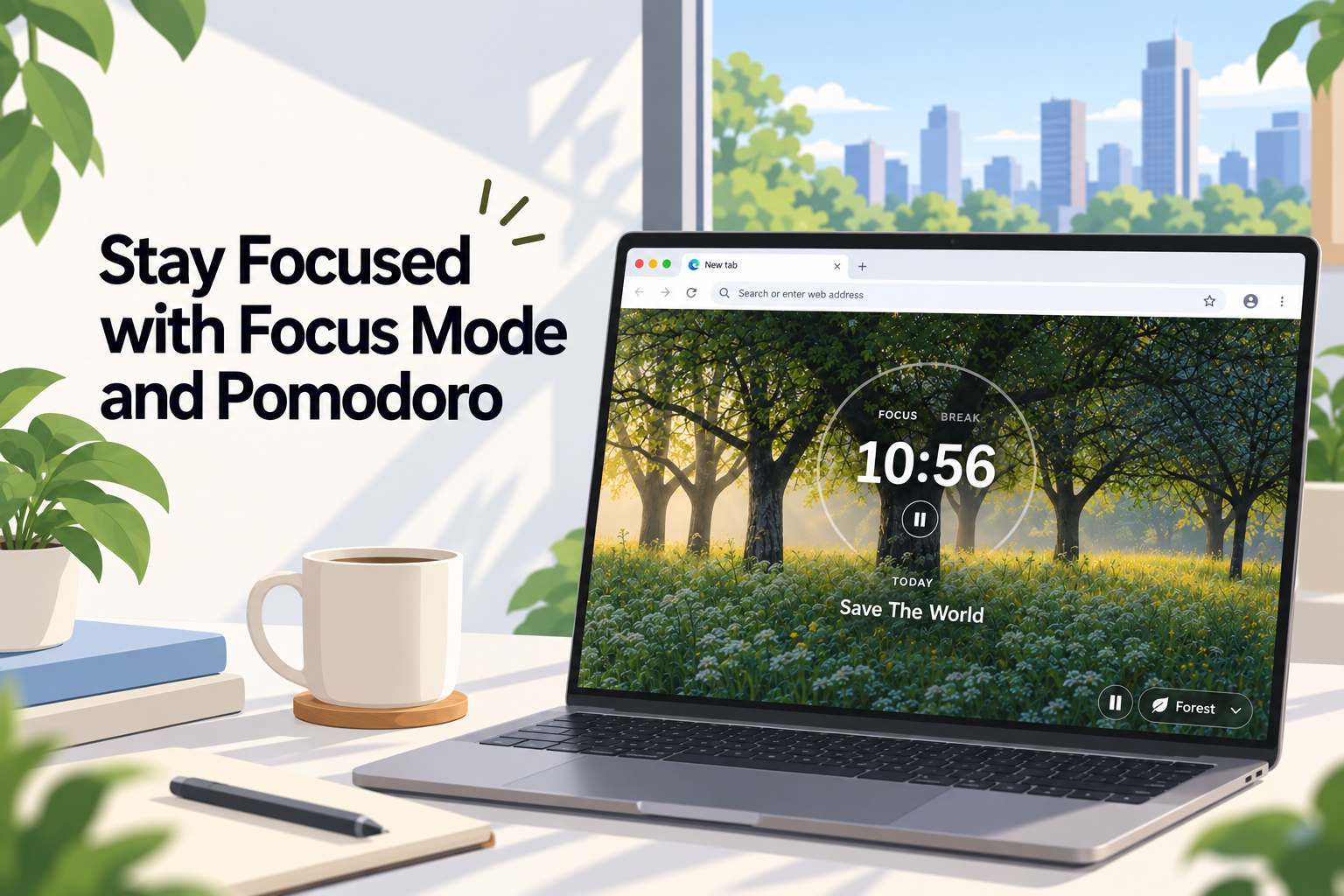 Restez concentré grâce au mode Concentration et à la technique Pomodoro