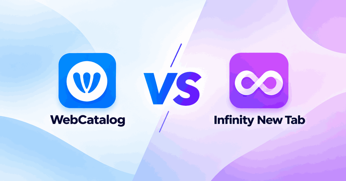 WebCatalog New Tab ile Infinity New Tab karşılaştırması